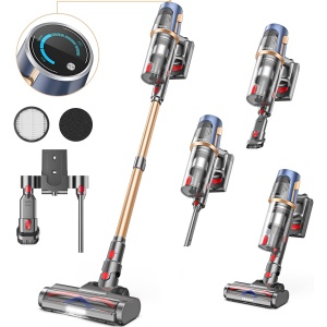 MUTGOF Cordless Vacuum Cleaners, Stick Vacuum Cleaner with Anti-Tangle Brush, 40Mins Runtime, Rechargeable Battery, LED Headlights, Lightweight Vacuum for Pet Hair Hard Floor Carpet