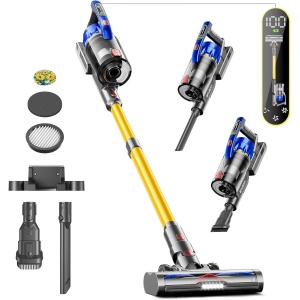 MUTGOF Cordless Vacuum Cleaner, 20KPa Stick Vacuum Cleaners, 40 Mins Runtime, 5-in-1 Cordless Stick Vacuum with Anti-Tangle Brush, Rechargeable Battery for Pet Hair Hard Floor Carpet